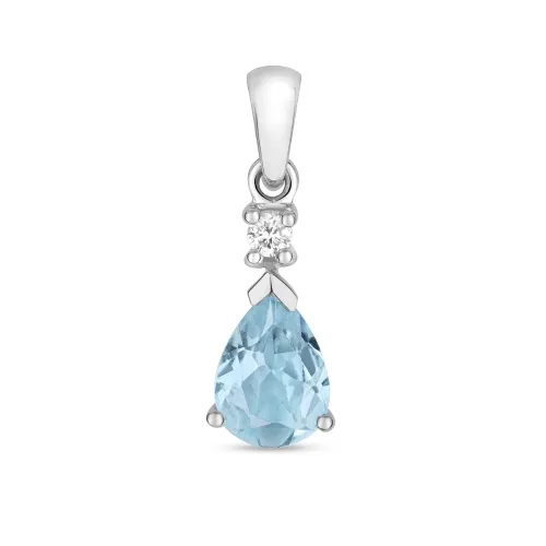 Aquamarine Pendant Pear Shaped 7X5mm 9ct White Gold